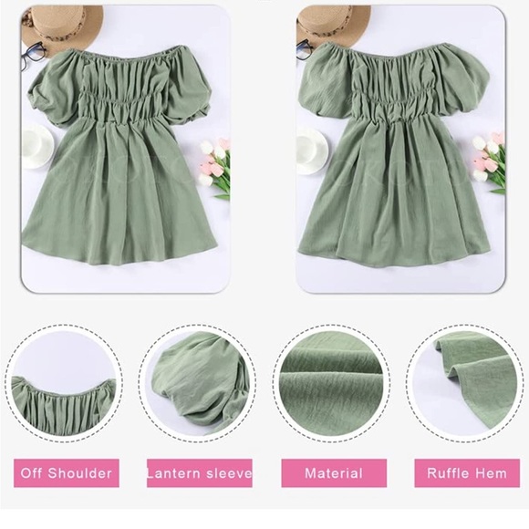 NWOT Sage Green Latern Sleeve dress - Picture 3 of 6